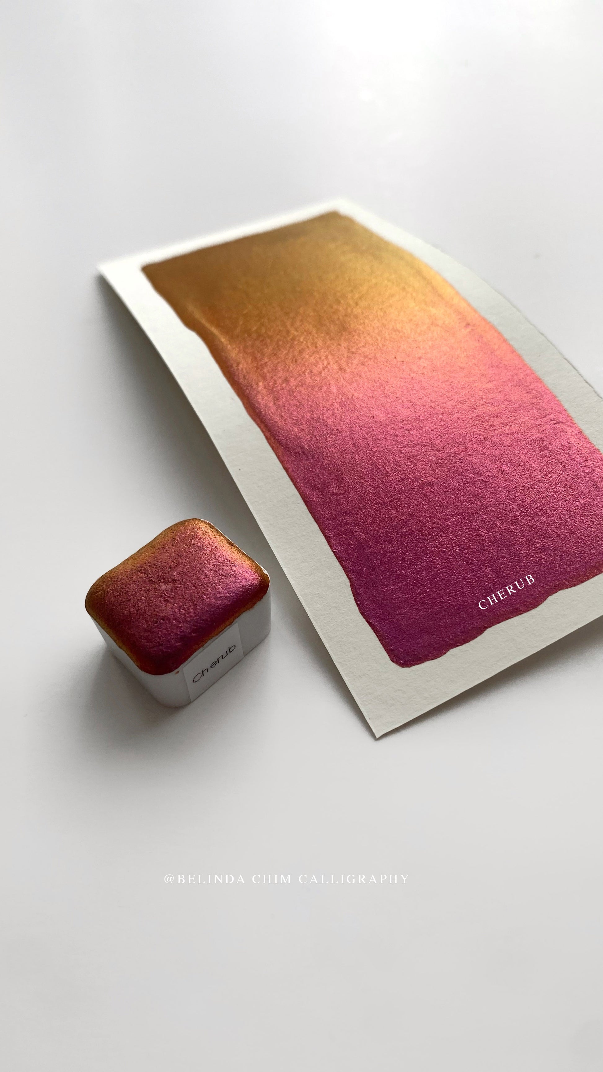 Homemade colorshift metallic watercolor in orange and red