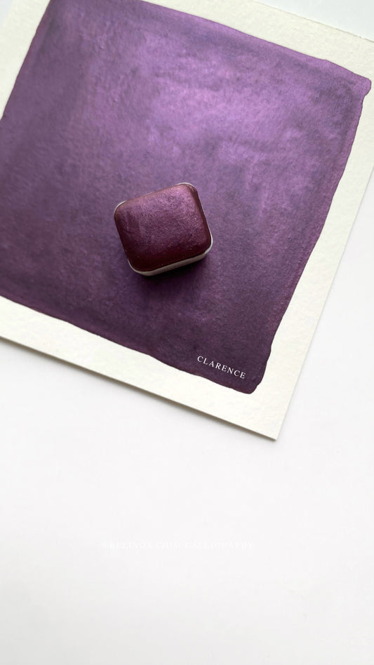 Homemade metallic watercolor in purple