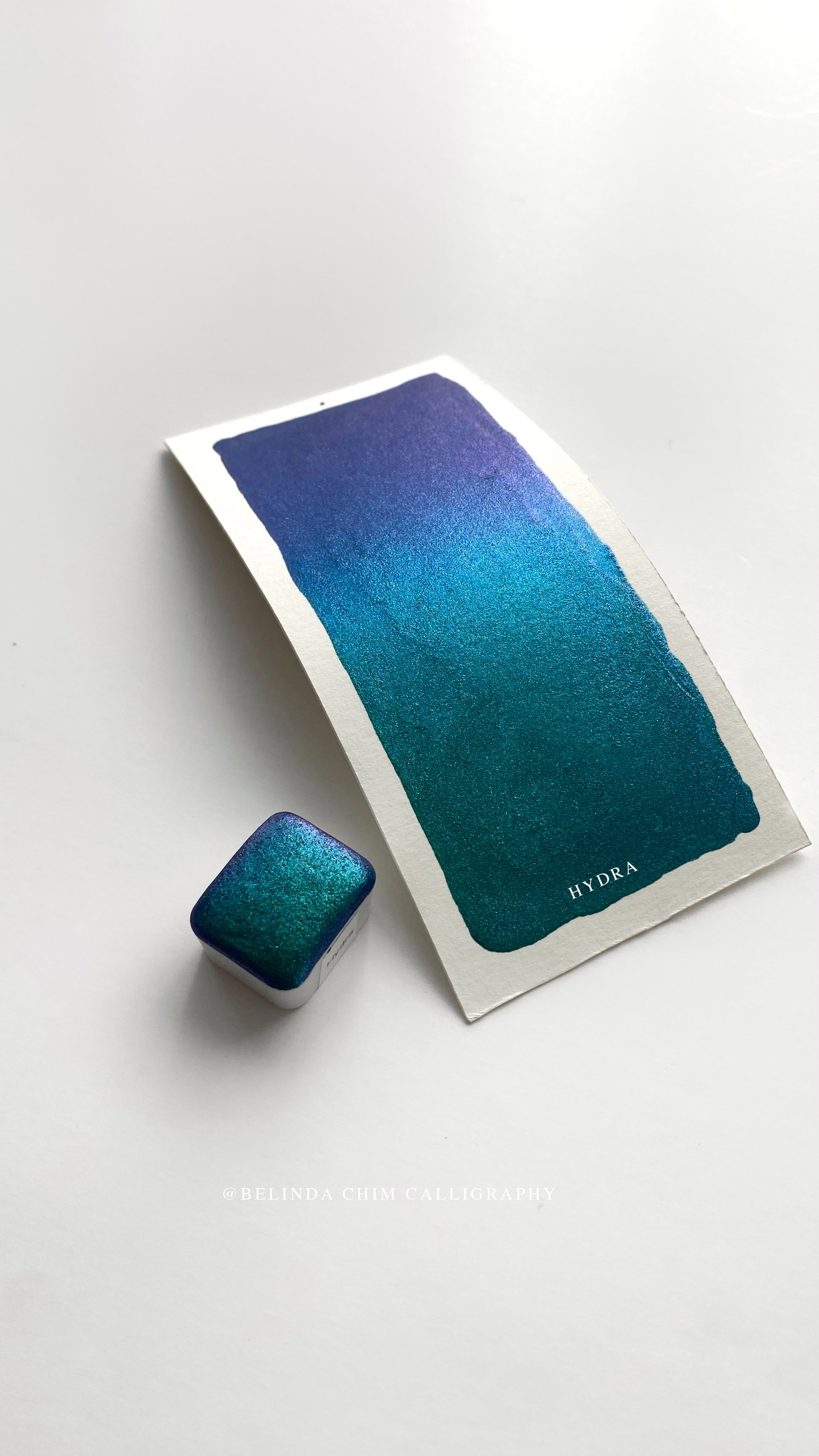Homemade colorshift metallic watercolor in blue and purple