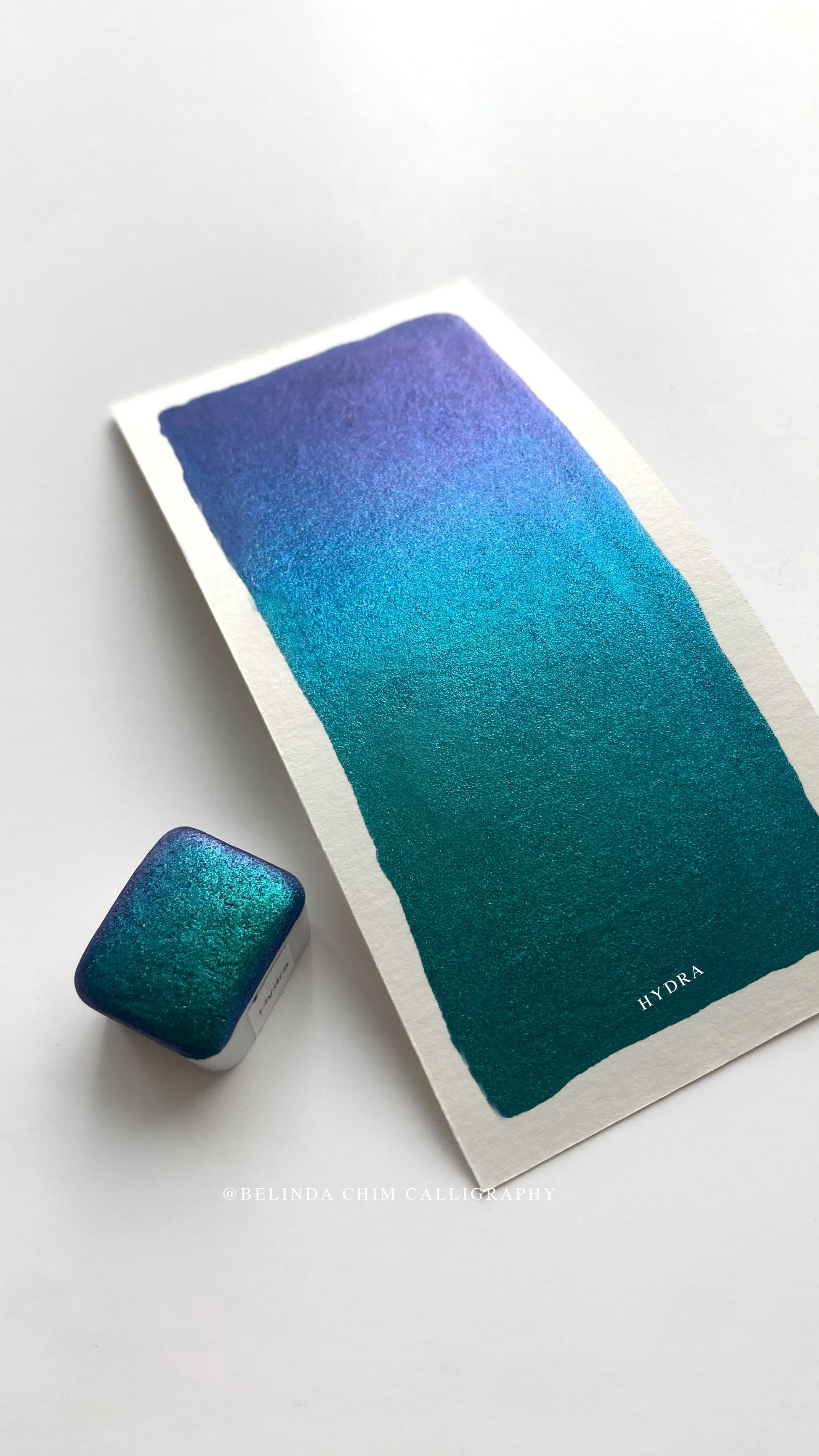 Homemade colorshift metallic watercolor in blue and purple