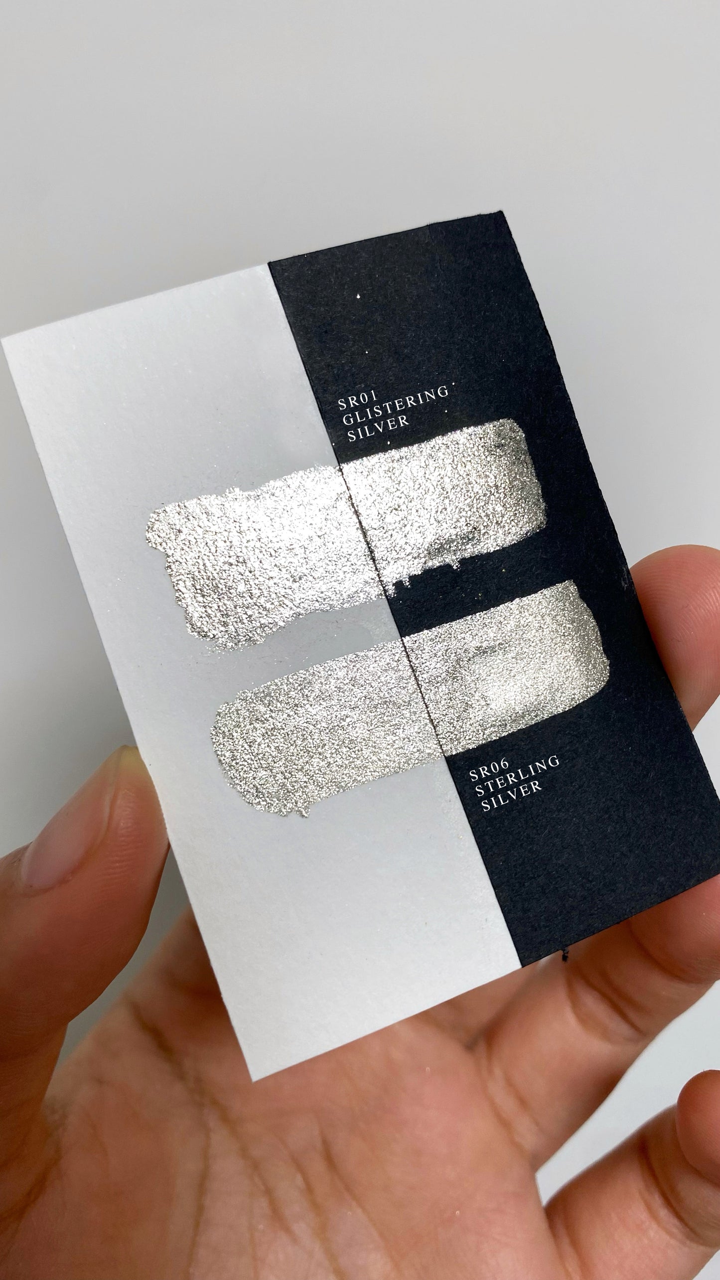 Homemade metallic watercolor in silver