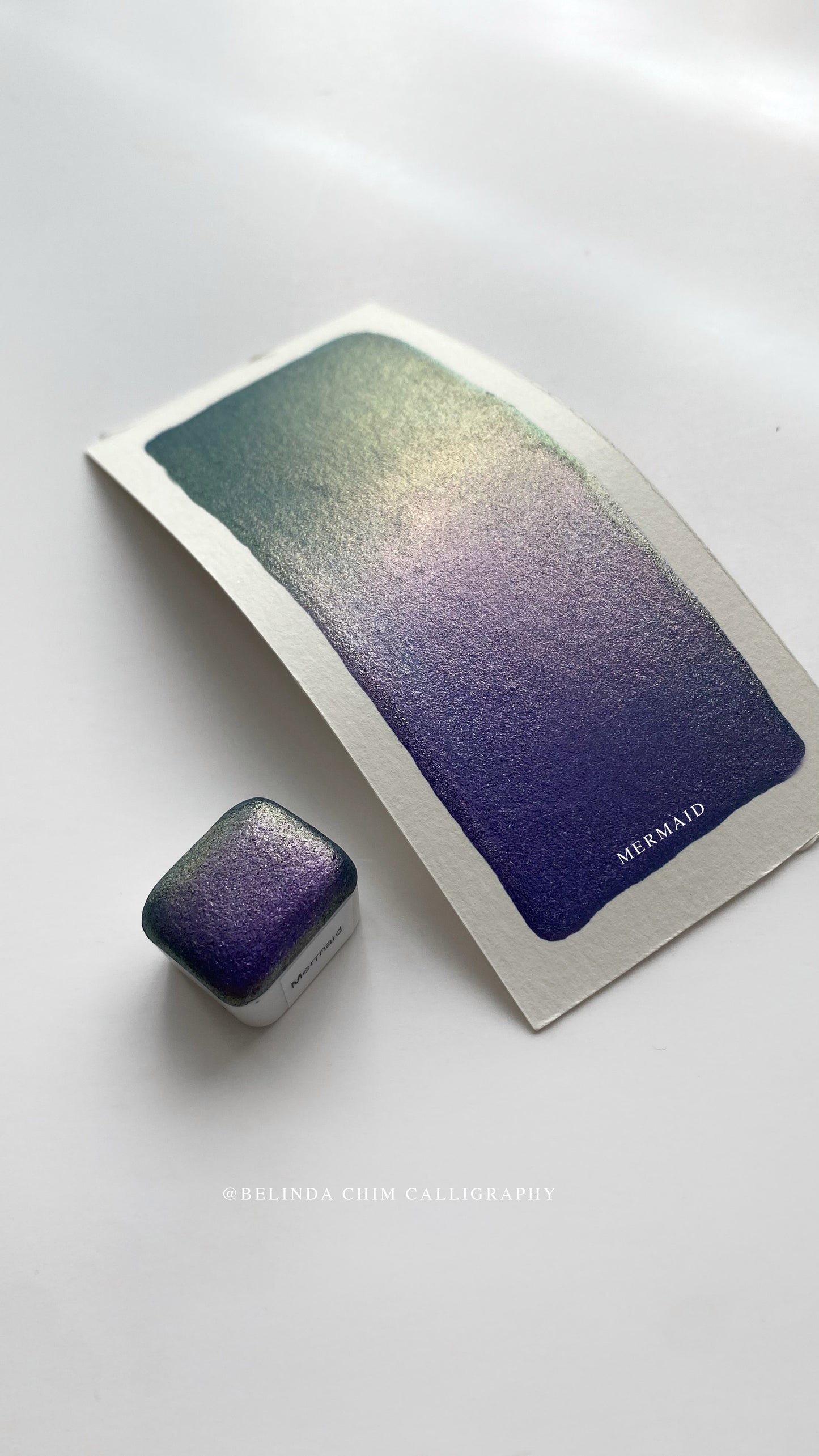 Homemade colorshift metallic watercolor in blue and purple