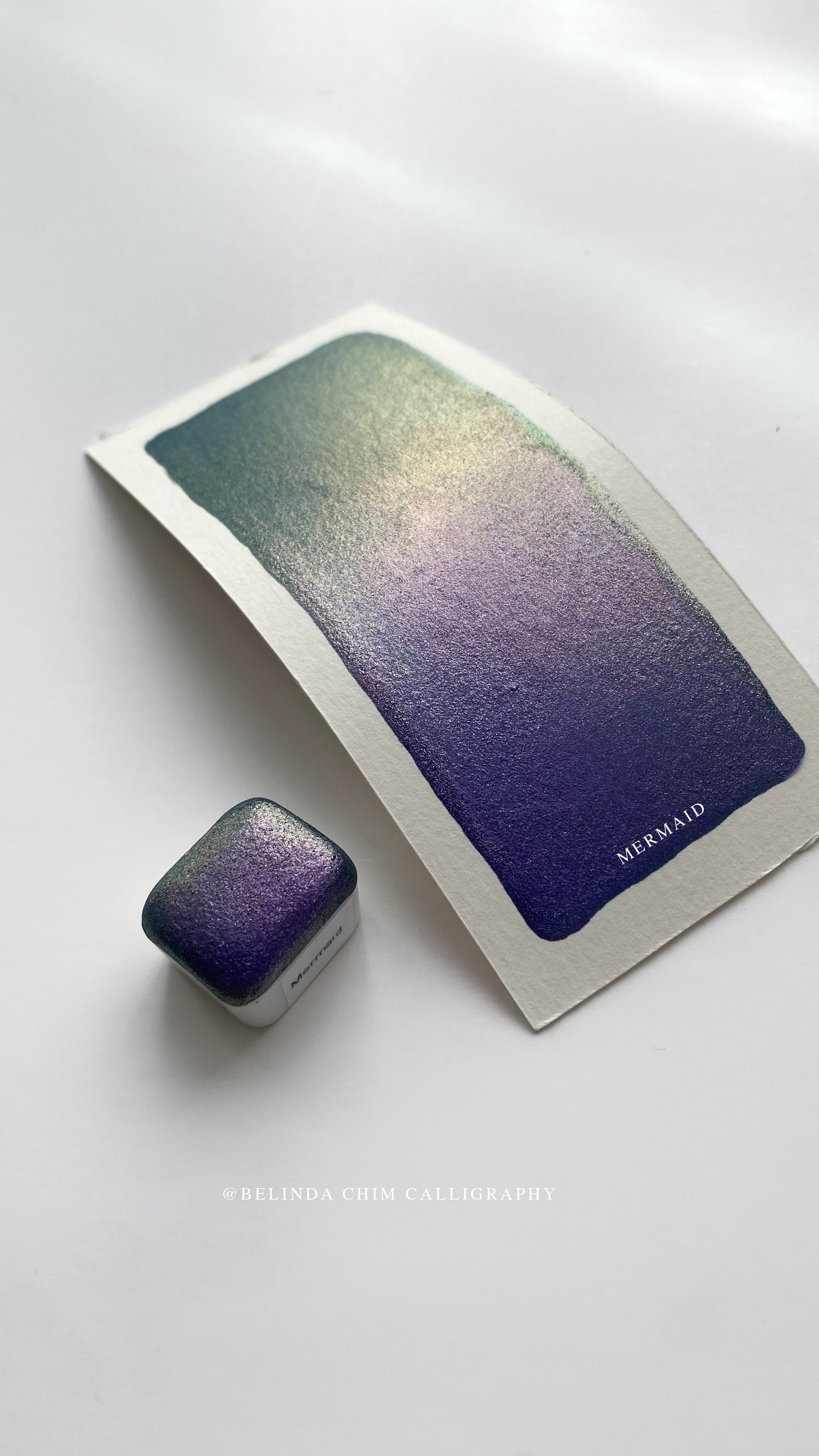 Homemade colorshift metallic watercolor in blue and purple