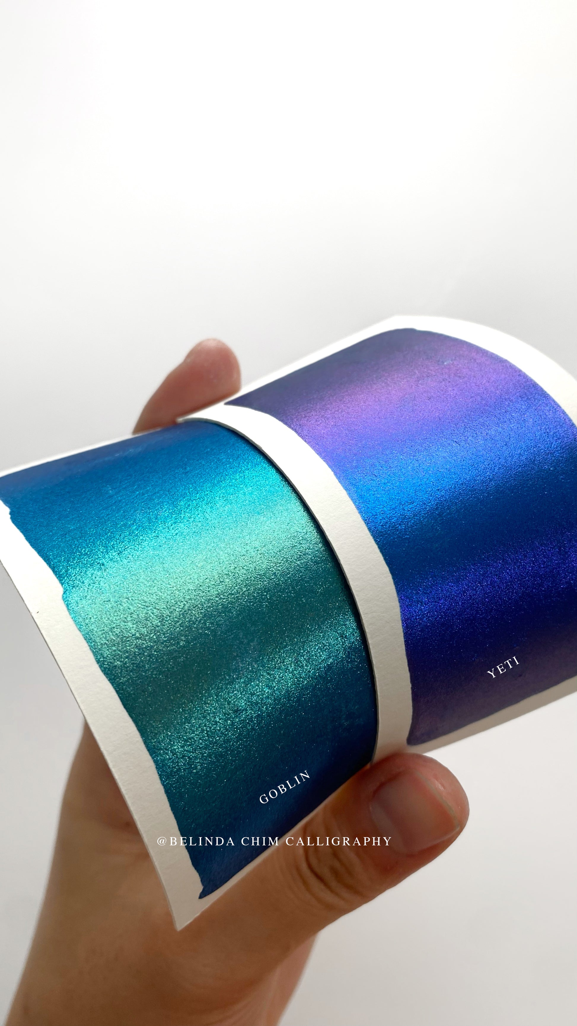 Homemade colorshift metallic watercolor in blue and purple